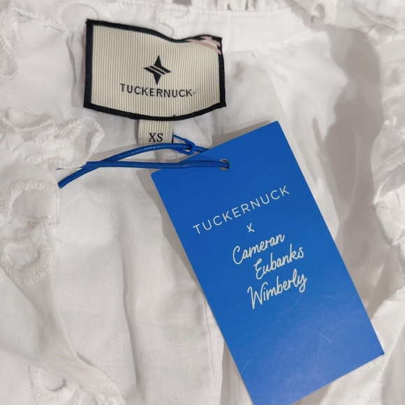 Tuckernuck Palmer White Cotton Eyelet Puff Sleeve Sundress Mini Dress Size XS - Picture 7 of 7